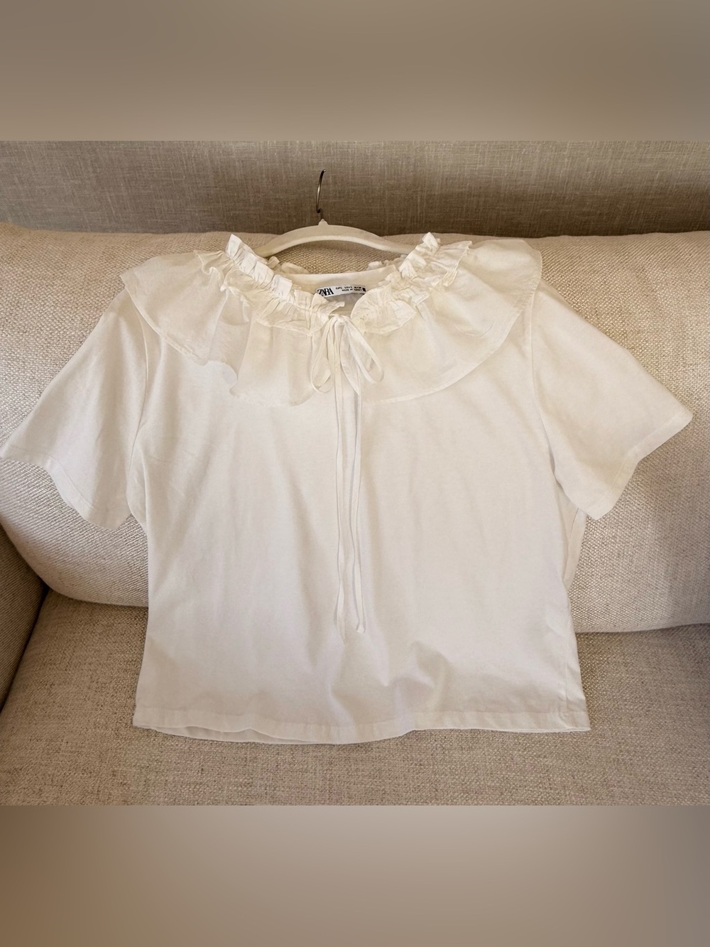 Zara Ruffle Collar Short Sleeve Top - Picture 6 of 6
